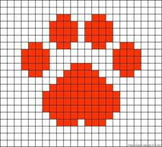 an orange and white cross stitched pattern with squares in the shape of heart shapes