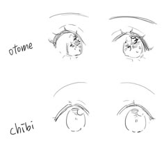 four different types of eyes with the words ottonee and chibi written on them