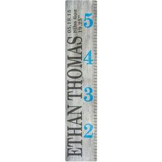 a blue and white ruler with the words san diego on it's side, in front of a white background