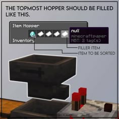 the topmost hopper should be filled like this ten hopper, minecraft inventory, and file item to be sorted