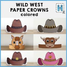 the paper crowns are made to look like cowboy's hats, and have different designs