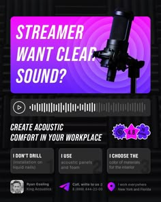 an image of a microphone with the words streamer want clear sound?