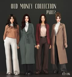 three women standing next to each other with the caption old money collection part 2