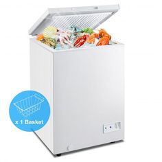 3.5 Cubic Feet Chest Freezer Compact Deep Freezer with Removable Storage Basket-White - Adore the Decor White Microwave, Microwave Cart, Deep Freezer, Portable Garage, Mechanical Energy, Upright Freezer, Kitchen Installation, Chest Freezer, Wire Basket