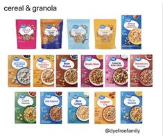 cereal and granola are displayed in this ad