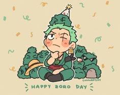 a cartoon character sitting on top of a pile of money with the words happy zero day