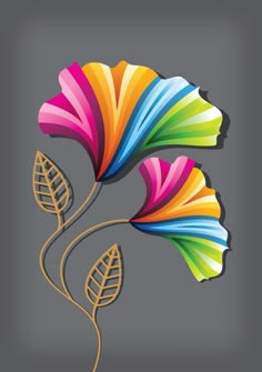 colorful flower with leaves on grey background royalty illustration