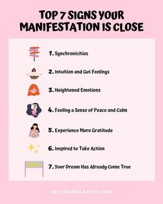 the top 7 signs your manifestation is close to you, and it's important