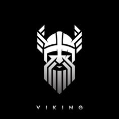 the viking logo is black and white, with an abstract design on it's face