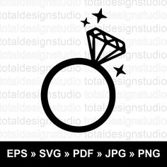 a diamond ring with stars on it and the words eps svg df png