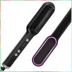 LuckAuk Hair Straightener Brush , 2-in-1 Hair Straightening Brush for Women with 5 Temp & Fast Heating , Negative Ion Hair St Sleek Blowout, Hot Comb, Hair Straightening Brush, Sleek Hair, Hair Straightener And Curler, Hair Straightening