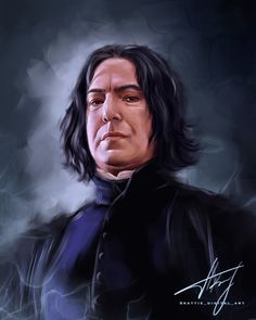 an artistic painting of a man with long hair and black clothes, wearing a dark coat