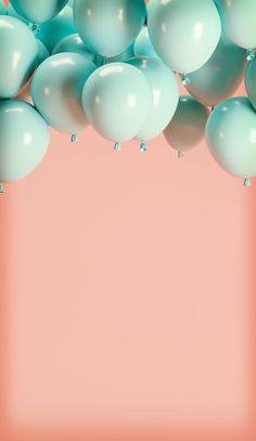 many balloons are floating in the air on a pink and blue background with space for text