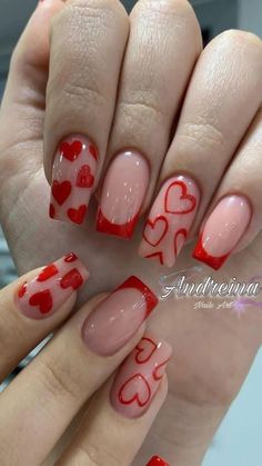 Red Christmas Nails, Nails Yellow, February Nails, Nail Designs Valentines, Pretty Nail Art Designs, Heart Nails, Valentine's Day Nails, Valentines Nails