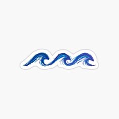 blue watercolor waves sticker