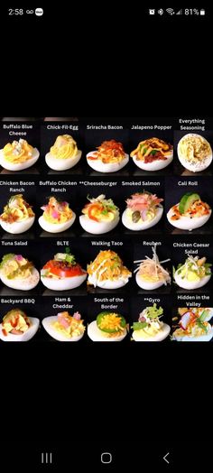 an image of different types of food on the screen, including salads and other foods