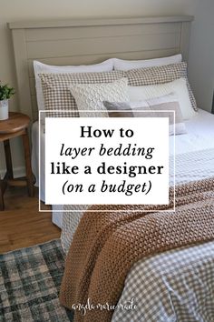 neutral color palette layered bedding ideas with DIY shiplap headboard Bedding How To, Layered Bedding Teen, 3 Pillows On Bed, How To Arrange Pillows On Bed Queen, Pillow On Bed How To Arrange, How To Style A Twin Bed, Perfect Bed Layering French, How To Make My Bed Look Cozy, Fluffy Layered Bedding