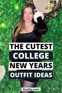 I love the simple new years eve outfit ideas she included! Definitely copying one off these for my new years party this year College New Years Party Outfit, Outfit Ideas For College Students, New Year Outfit Casual, New Years Party Outfit, New Year Outfit Ideas, New Years Outfits Parties, New Years Eve Outfit Ideas