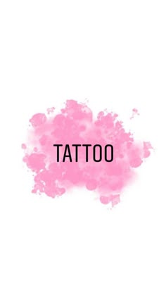 the word tattoo painted in pink ink on a white background with an image of a cloud