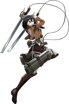 an anime character with two swords in her hand