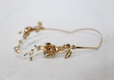 One of a kind Floral Bridal Crown Greek Goddess Headband, Roman Tiara, Bridal Hair Accessory Floral Wreath Flower Crown Gold Flowers Gold Flower Headband, Greek Gold Leaf Crown, Gold Floral Headband, Greek Goddess Hair Gold Leaf Headband, Twig Bracelet