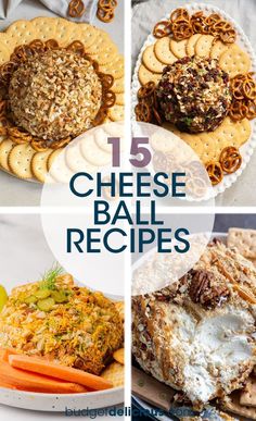 cheese ball recipe collage with text overlay that reads 15 cheese ball recipes on it