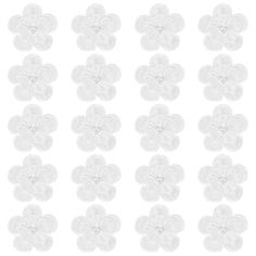 white flowers are arranged in rows on a white background, as if they were made out of paper