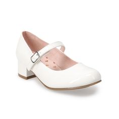 Cute White Mary Janes For Spring, Mary Janes Shoes White, Shoes Maryjanes White, Mary Jane Shoes White, Elegant White Ankle Strap Mary Janes, White Mary Jane Heels Medium Width, Toddler Shoe Size Chart, P Font, Girls Dress Shoes