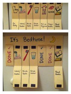 two pictures with words on them that say it's bedtime and don't drink