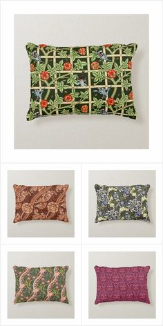 four different types of pillows on display with the same pattern as shown in the pictures