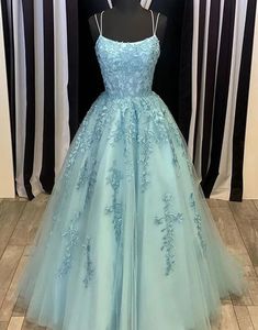 Sky Blue Prom Dress, Lace Long Prom Dress, Blue Prom Dress, Lace Formal Dress, Lace Prom Dress, Blue Evening Dresses, Pink Prom