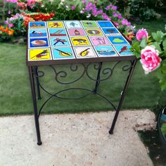 Handmade Mexican Accent End Table | Lotería Talavera Tiles, Metal Table (20x20) Mexican Tile Table, Traditional Mexican Art, Mexican Table, Space Experience, Tile Table, Mexican Tile, Talavera Tiles, Room Color Schemes, Traditional Mexican