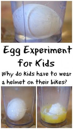 egg experiment for kids - why do kids have to wear helmets on their bikes?