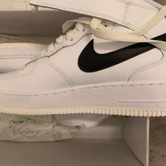 Nike Air Force 1 Mid White With Black Swoosh Shoes Nike Air Force, Nike Air Force 1 Mid, Air Force 1 Mid, Shoes Nike Air, Shoes Nike, Nike Air Force 1, White Nikes, Air Force 1, Nike Air Force