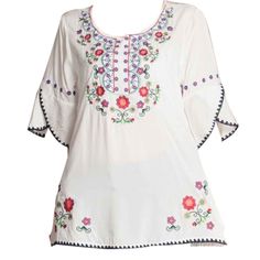 PRICES MAY VARY. DETAIL SIZING FIT- The peasant blouses for women womens boho clothes for women boho tops small size fit to US size 4-6,Medium fit to US size 8-10,Large size fit to US size 12-14, X-Large size fit to US size 16-18,if you wear size above 18, this mexican blouses for women may be a little small for you, as the peasant blouse without stretch; SEPCIAL DESIGN- The mexican shirts for women 3/4 sleeve shirts is with boutique vibrant floral embroidered around neckline and bottom,featured Mexican Girl Aesthetic, Casual Shirts Women, Mexican Bohemian, Hippie Women, Womens Boho Tops, Fiesta Shirt, Blouse Collar, Mexican Shirts, Mexican Blouse