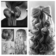 Hair bows #hairstyles #bows Hairstyles Bows, Bow Hairstyles, Hot Comb, Bride Hairstyle, Formal Hair, Bow Ideas, Fabulous Hair, Hair Buns