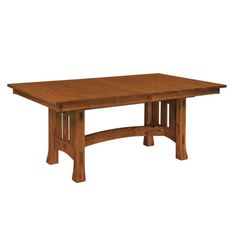 a large wooden table with two legs and a square top on an isolated white background