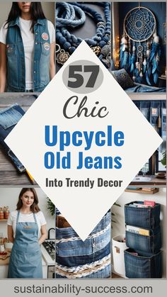 57 Innovative Upcycled Jeans Ideas: Transform Your Old Denim Into Chic Fashion And Home Decor Repurpose Jeans, Fashion Sustainability, Upcycling Jeans, Jeans Ideas, Denim Crafts Diy, Upcycled Jeans, Upcycling Diy, Denim Bags