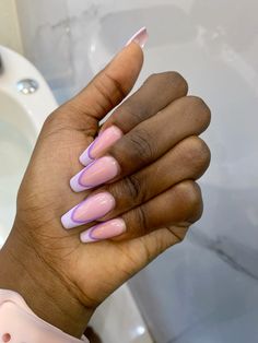 #nails #kenya #graduation Lilac Purple Nails Acrylic, Lilac French Tip Nails, Colorful Nail, Tip Nails, Polish Colors, Colorful Nail Designs, French Tip Nails, Nail Polish Colors, Nail Tips