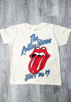 Kids Rolling Stones start me up t-shirt off white - Trendy Band T-Shirts and Sweatshirts at Lush Fashion Lounge Boutique in Oklahoma City Rolling Stones Tshirt, Boutique Tees, Rolling Stones Shirt, Rolling Stones Tee, Music Sweatshirts, Trendy Crop Tops, Preppy Stuff, Skin Care Items, Cute Preppy Outfits