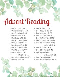 an image of the bible's advent reading schedule