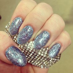 Ice blue glitter gel nails. Blue Glitter Gel Nails, Ice Blue