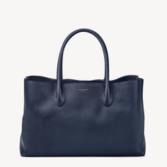 The London Tote in Navy Pebble | Aspinal of London Tote Bag Business, Navy Bag, Bag Business, Gold Bee, Handbags Affordable, Aspinal Of London, Givency Antigona Bag, Soft Tops, Leather Tote Bag