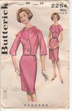 Butterick Patterns Vintage, Retro Fashion Women, Fifties Fashion, Dress And Jacket