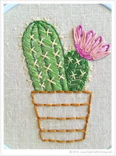 a cactus in a pot with the words free pattern