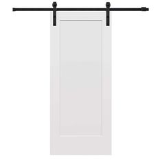 an image of a white door with black hardware on the bottom and side bars above it