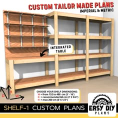 shelf 1 custom plans for the shelving unit in your store or office, with instructions