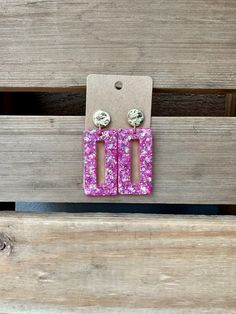 Lake Charles, Pink Sparkly, Earrings Pink, White Glitter, Pink Earrings, Etsy Earrings Dangle, Light Weight Earrings, Ear Studs, Unique Earrings