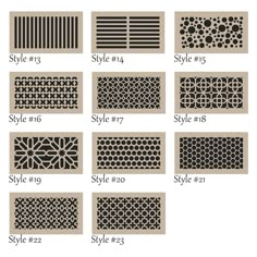 the different types of stencils are shown in black and white, including one with circles