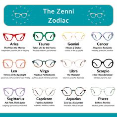 Your Spring Horoscope is here! Shop Zenni glasses according to your zodiac sign 💫 ♈️ 2034718 ♉️ 4452924 ♊️ 3219722 ♋️ 4421029 ♌️ 7823542 ♍️ 4429524 ♎️ 2028119 ♏️ 4452521 ♐️ 2026217 ♑️ 7818623 ♒️ 4442239 ♓️ 3228424 Zenni Frames, Zenni Glasses, Zenni Optical Glasses, Glasses Inspo, Glasses Ideas, Shape Face, Aries And Gemini, Pisces And Aquarius, According To